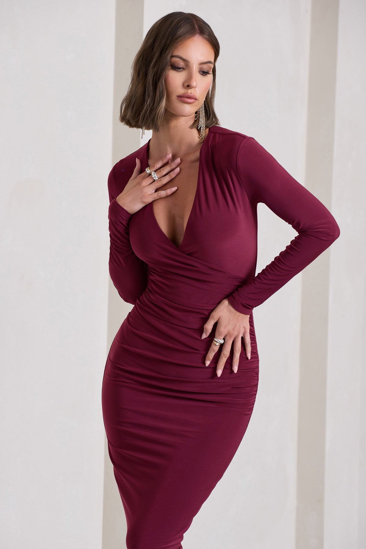 Maroon bodycon best sale