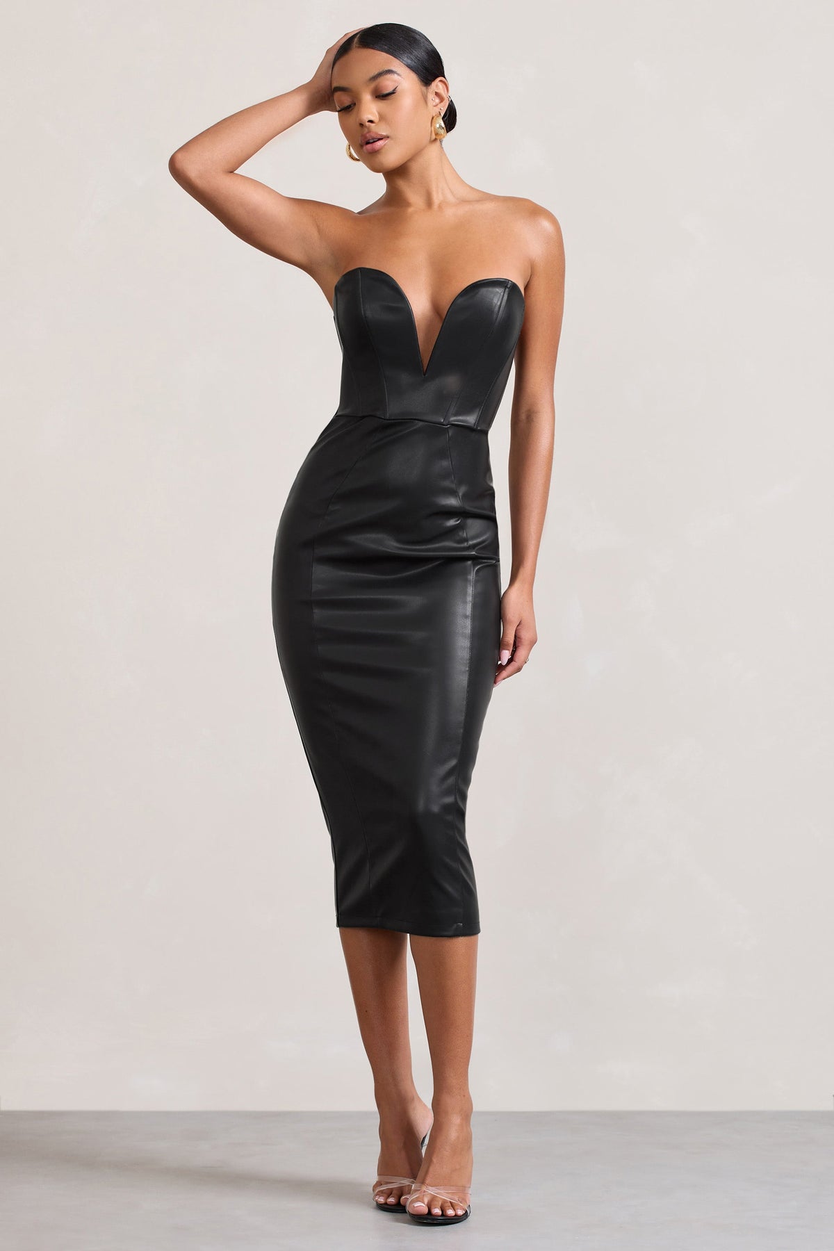 Black leather dress online