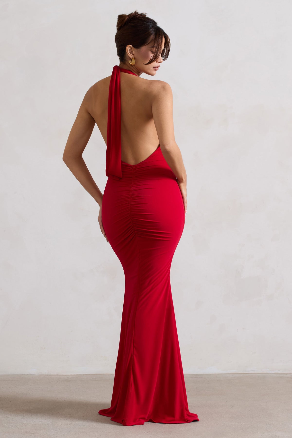 Red Open hot back cutout dress