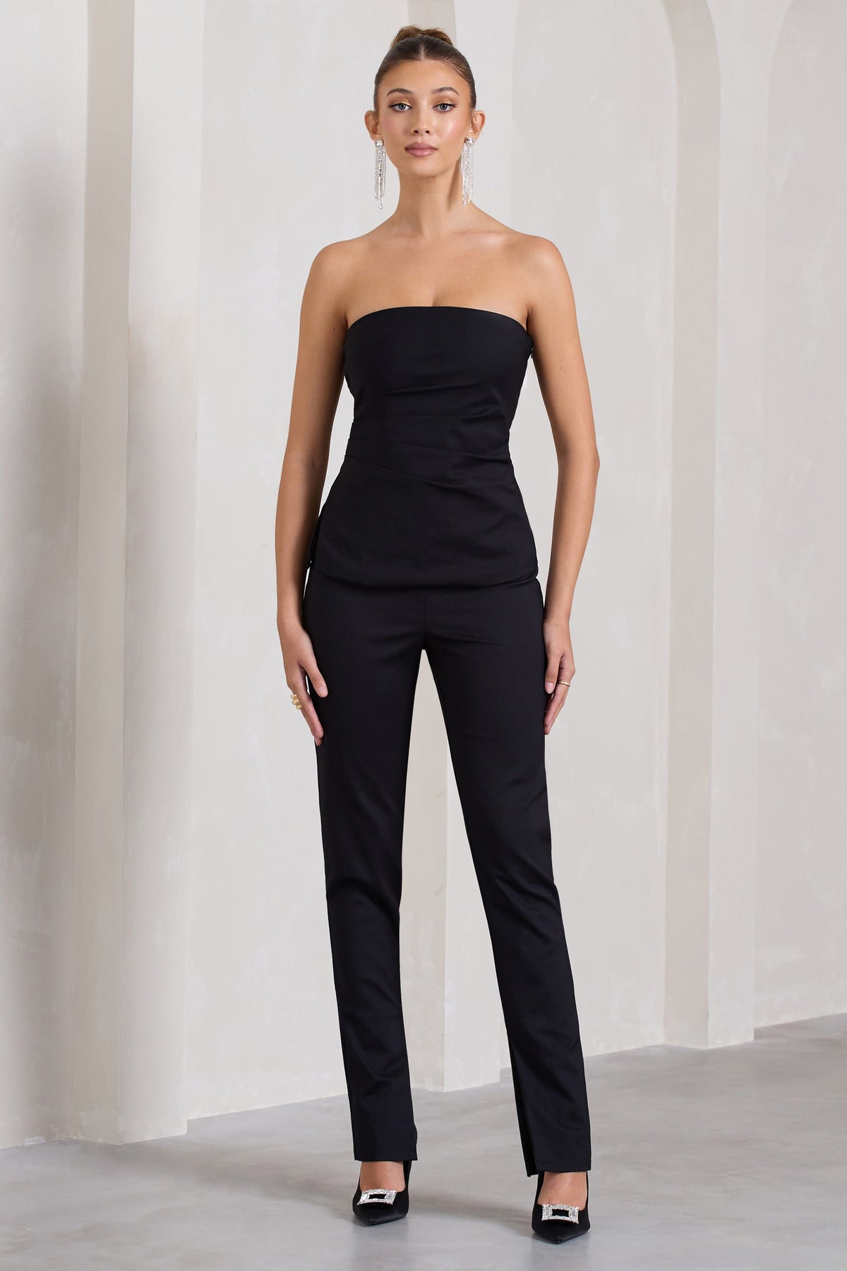 Walk That Walk | Black High-Waisted Flared-Leg Trousers