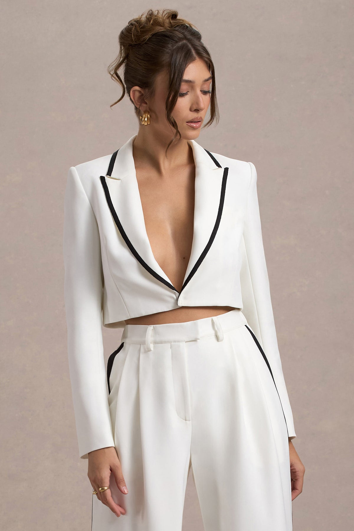 Marcie | White Tailored Cropped Blazer